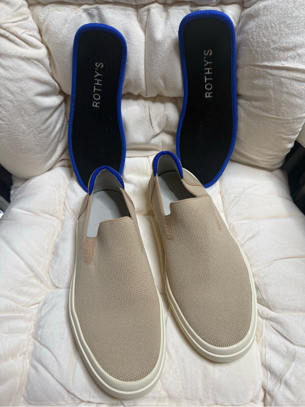 Rothys Womens Slip On Original Size 6.5 Tan Casual Sneaker W/ Extra Insoles